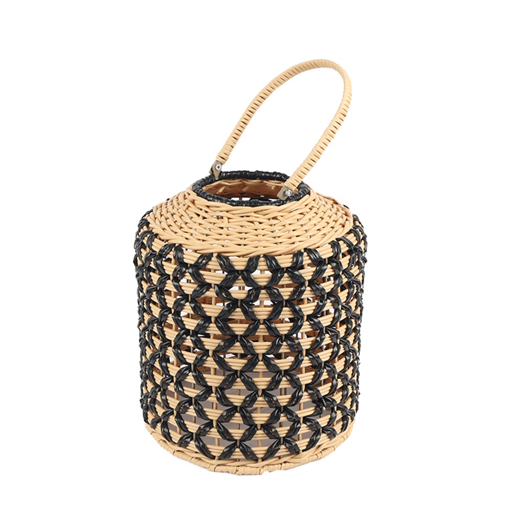 Espiel ΦΑΝΑΡΙ RATTAN ΚΥΛΙΝΔ. ΜΠΕΖ/ΜΑΥΡΟ 26X31EK