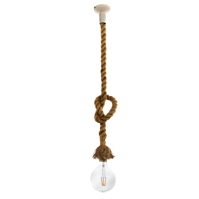 InLight Κρεμαστό φωτιστικό από καφέ σχοινί 1XE27 D:130cm (4381-1-WH)