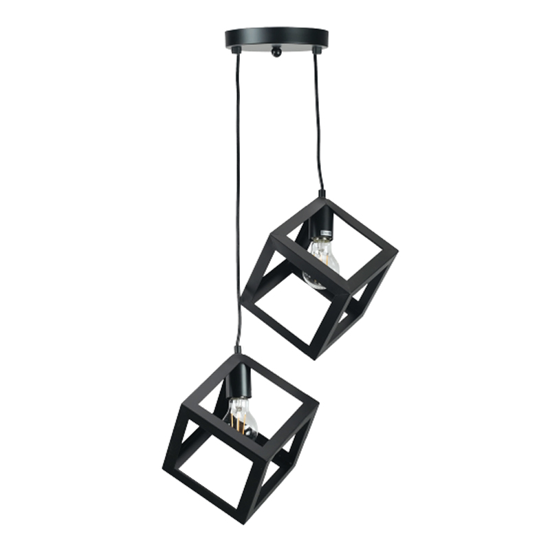 InLight Κρεμαστό φωτιστικό από μαύρο μέταλλο 2XE27 D:20cm (4400-2-BL-ΡΟΖΕΤΑ)