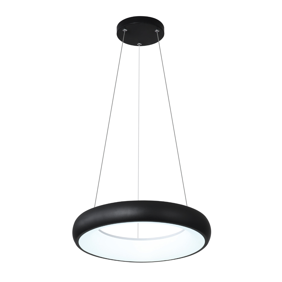 InLight Κρεμαστό φωτιστικό LED 36W 3CCT από μαύρο και λευκό ακρυλικό D:60cm (42023-Α-Black)