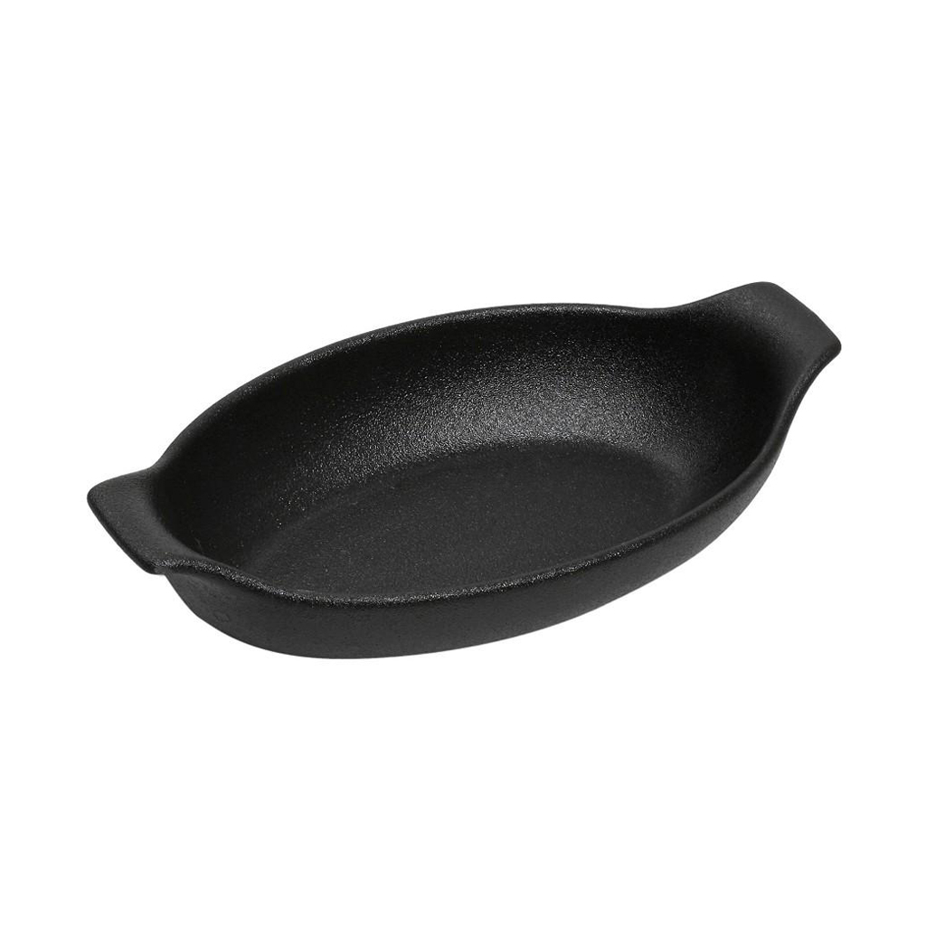 LAVA ΣΑΓΑΝΑΚΙ ΟΒΑΛ STONEWARE ΜΑΥΡΟ 430ML  19,5(24 INCL. HANDLES)X12,8X5,8CM