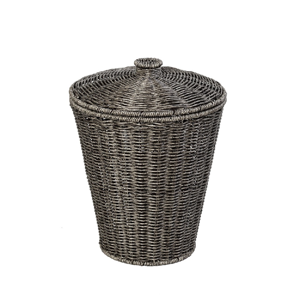 ΔΟΧΕΙΟ ΜΕ ΚΑΠΑΚΙ SYNTH. RATTAN ΓΚΡΙ 25Χ25Χ35ΕΚ