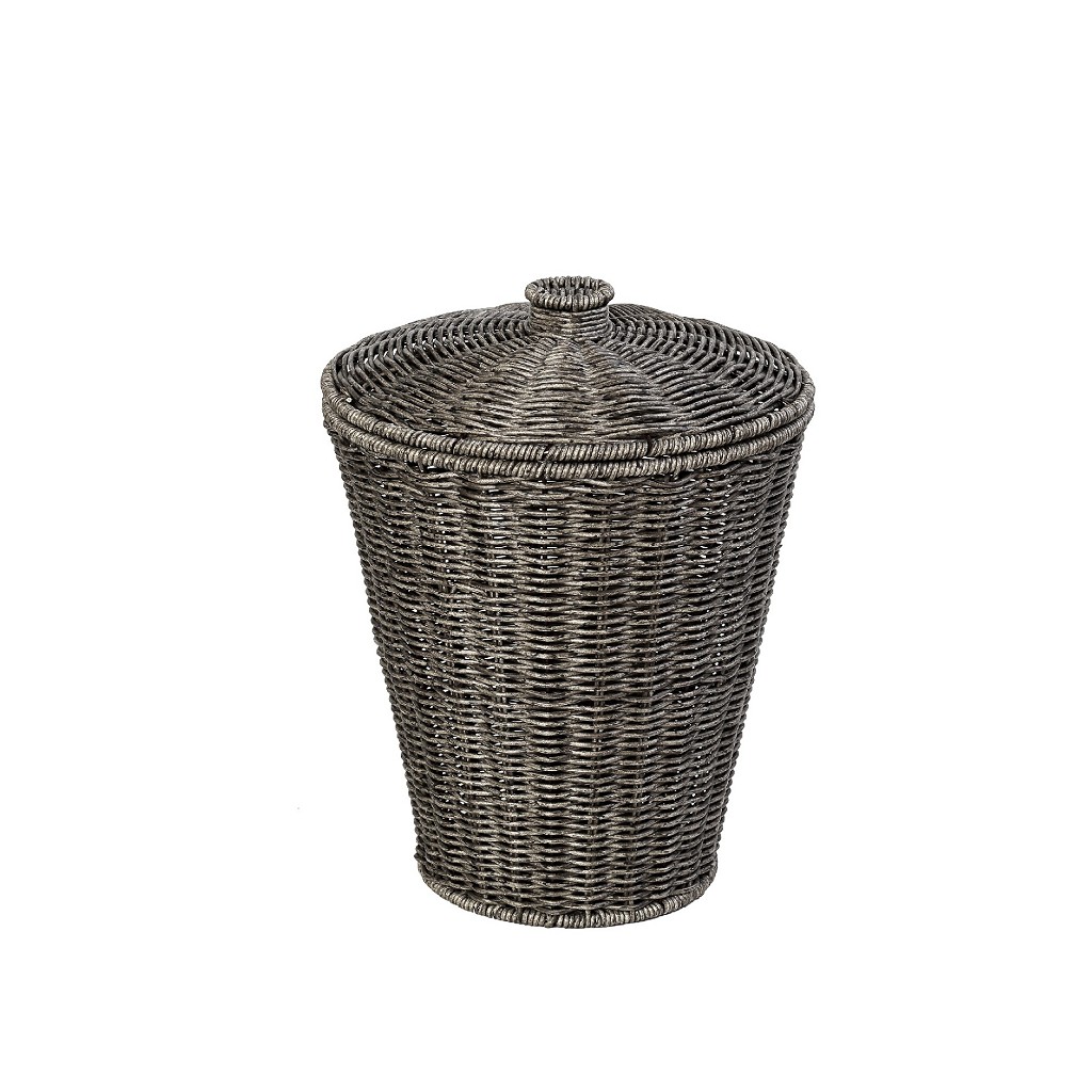 ΔΟΧΕΙΟ ΜΕ ΚΑΠΑΚΙ SYNTH. RATTAN ΓΚΡΙ 20Χ20Χ24ΕΚ