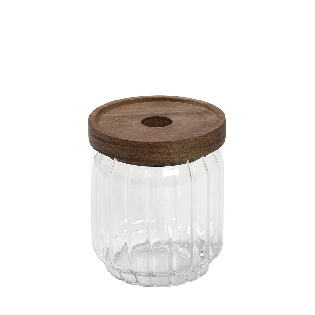 ΓΥΑΛΙΝΟ ΔΟΧΕΙΟ ΜΕ ΞΥΛ. ΚΑΠΑΚΙ ΑΚΑΚΙΑΣ 500ML 9X10EK