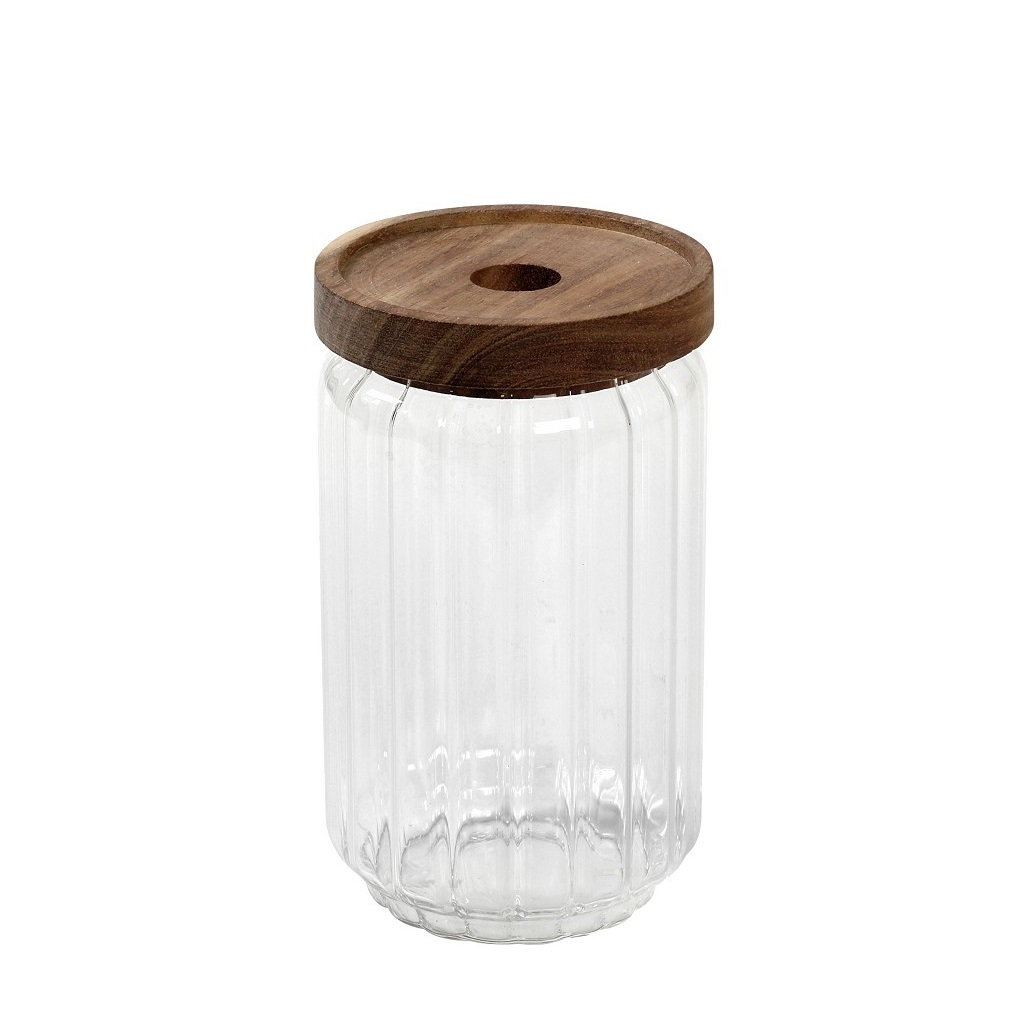 ΓΥΑΛΙΝΟ ΔΟΧΕΙΟ ΜΕ ΞΥΛ. ΚΑΠΑΚΙ ΑΚΑΚΙΑΣ 750ML 9X15EK
